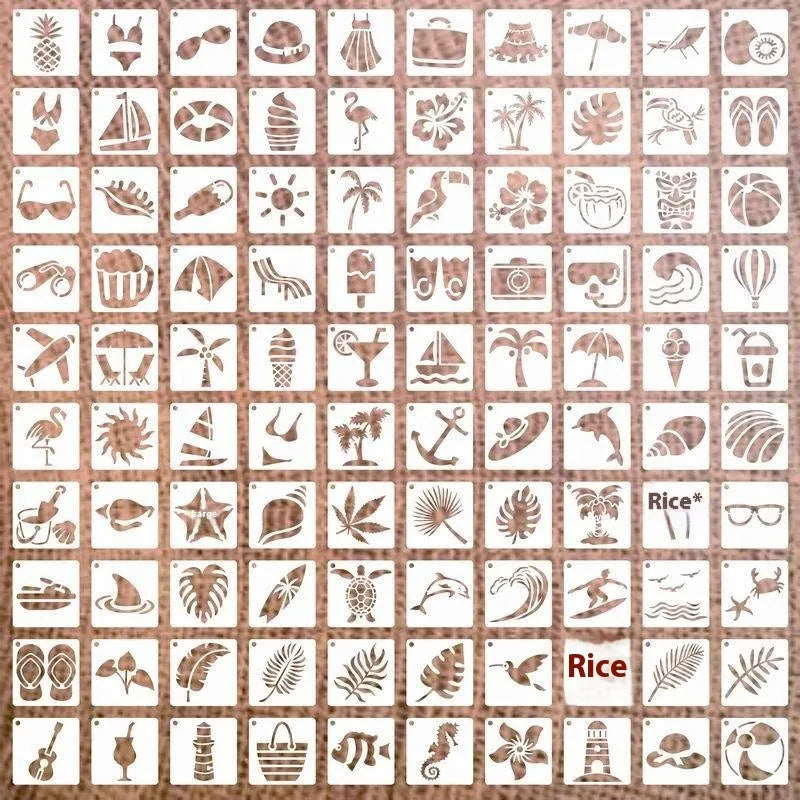 Milky white PET film spray painting stencils showing animal, Hawaii, flower, letter, ocean, bird and mandala designs