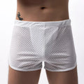 Men's three-point boxer shorts in cotton blend fabric showing mid waist design and breathable construction