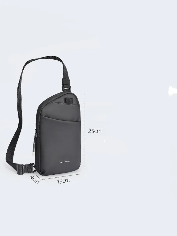 Men's elegant black lightweight crossbody bag made from oxford cloth material