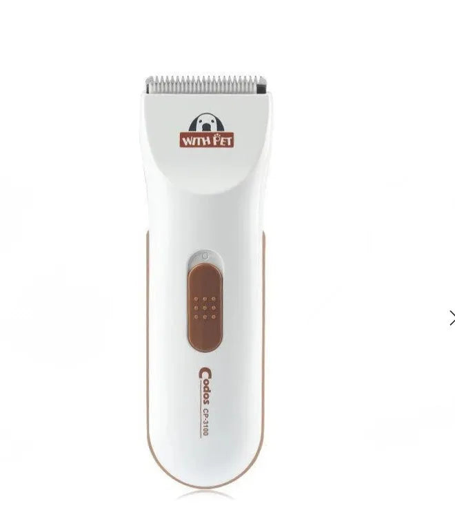 White electric pet clipper with ceramic blade for dog and cat grooming