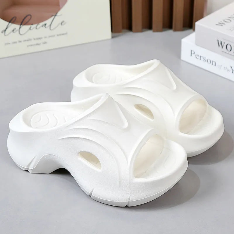 Women's thick-soled EVA summer slippers in white, black or rose red colours