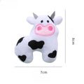 Plush cat toy in the shape of a cow and a parrot, designed for interactive play with catnip.