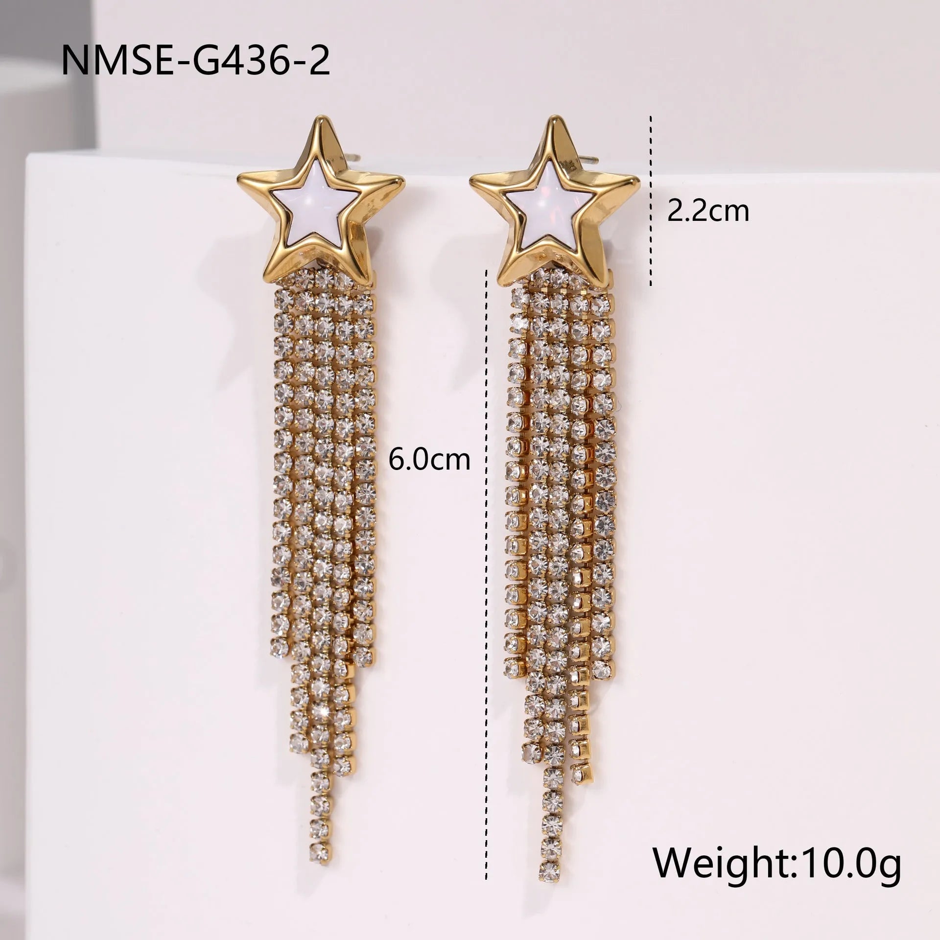 Diamond tassel love stainless steel earrings with heart star geometric shapes and 18K gold electroplating