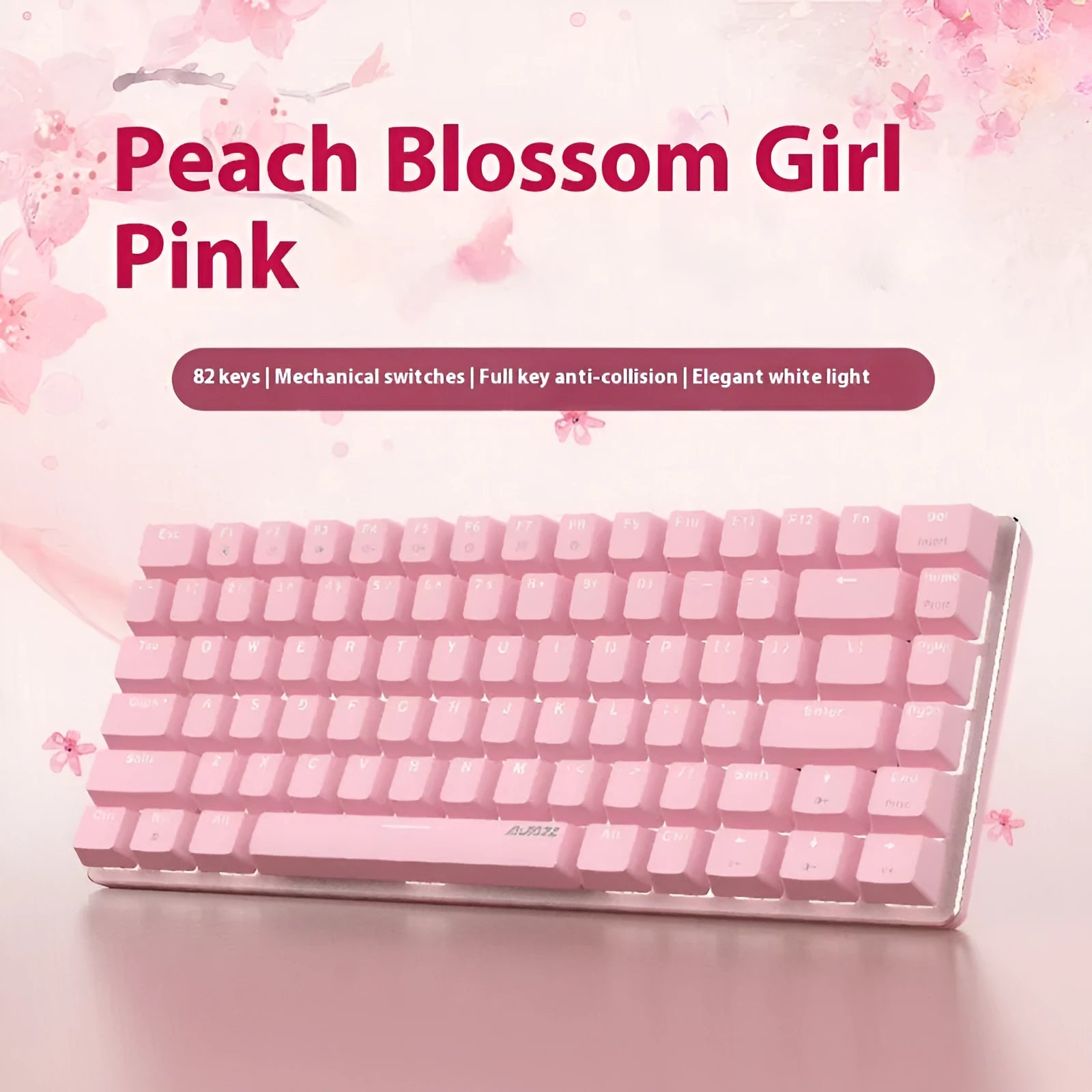 82-key metal mechanical keyboard with white backlight illumination for laptop gaming
