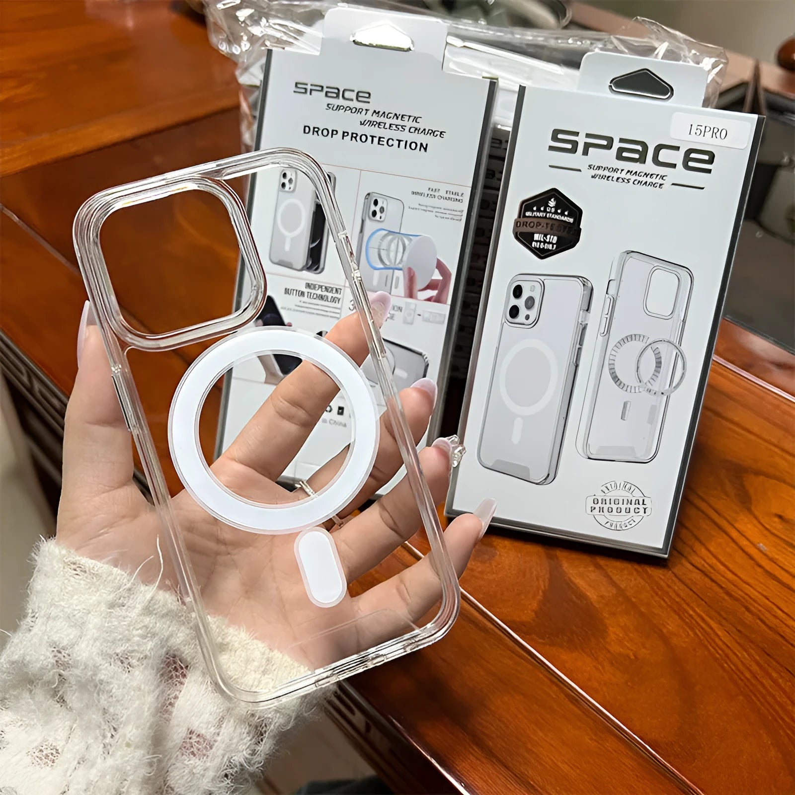 Clear transparent magnetic acrylic phone case for iPhone with TPU bumper