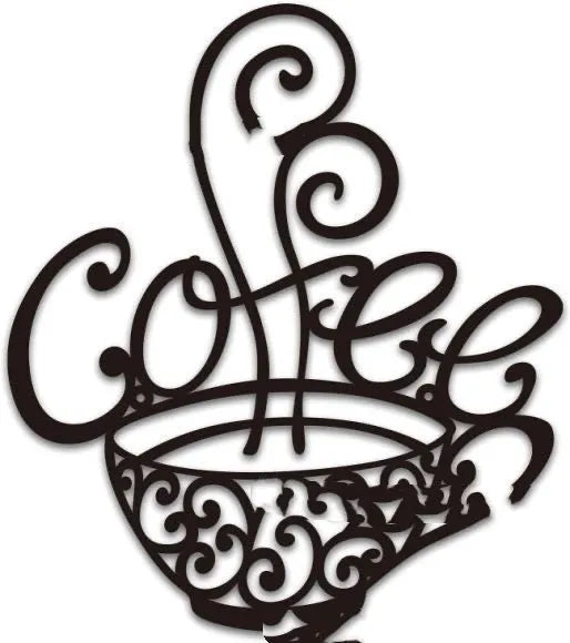Black wrought iron English letters silhouette wall ornament measuring 26x28cm