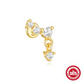 S925 sterling silver geometric moon and star earrings in a gold colour on a white background