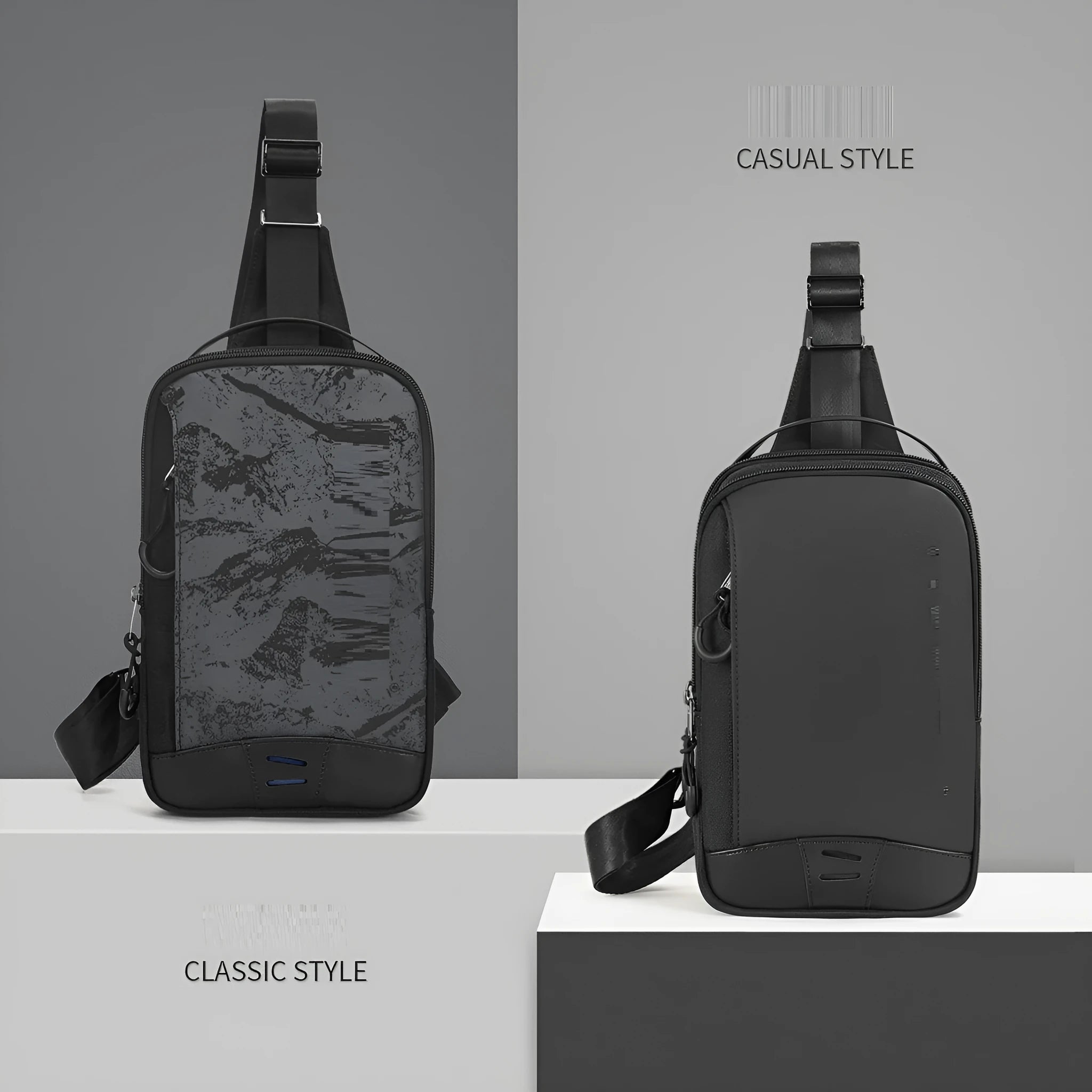 Casual black camouflage chest bag with waterproof function and single shoulder strap