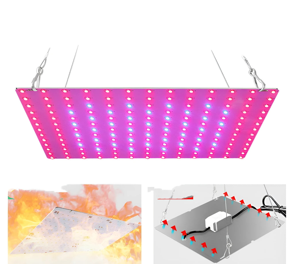 D-section aluminium LED plant light with hook for hanging above indoor vegetable plants
