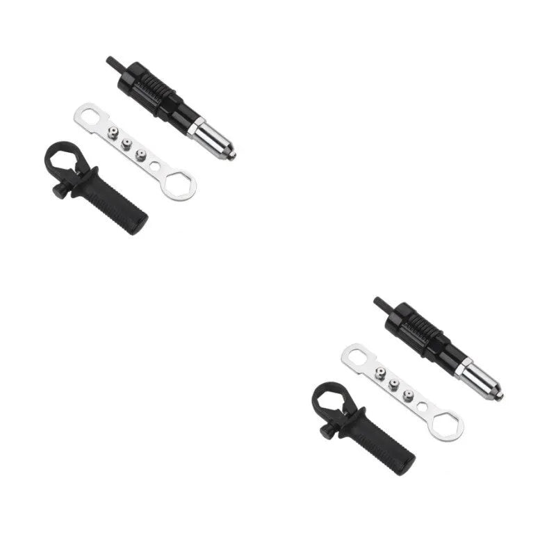 Black electric drill rivet gun with alloy steel head and 173mm length for metal working