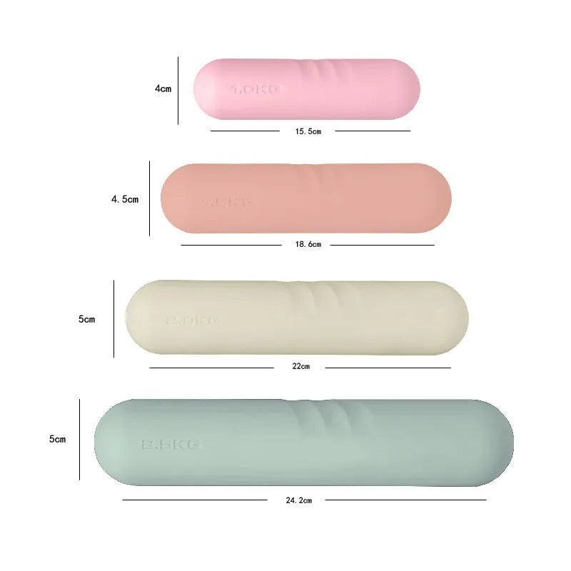 Silicone edging hand-drawn dumbbell stick in various colours and weights for fitness training.