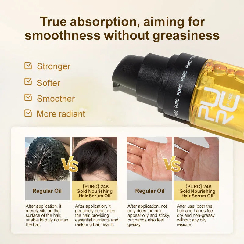 50ml bottle of yellow curly hair repair essential oil for split ends and scalp care