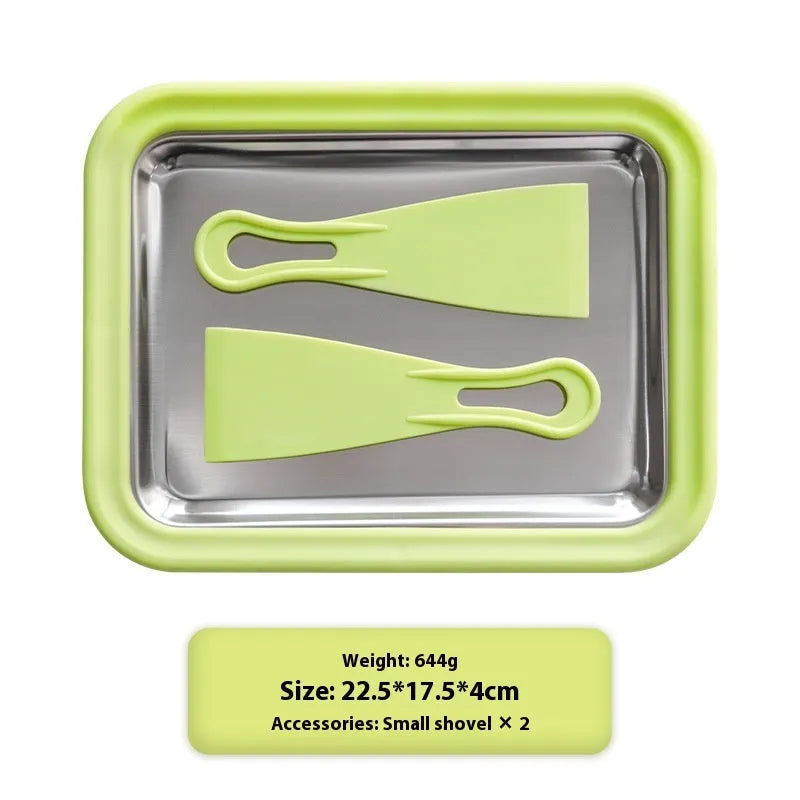 Green children's DIY fried yogurt machine with aluminium gasket for homemade desserts