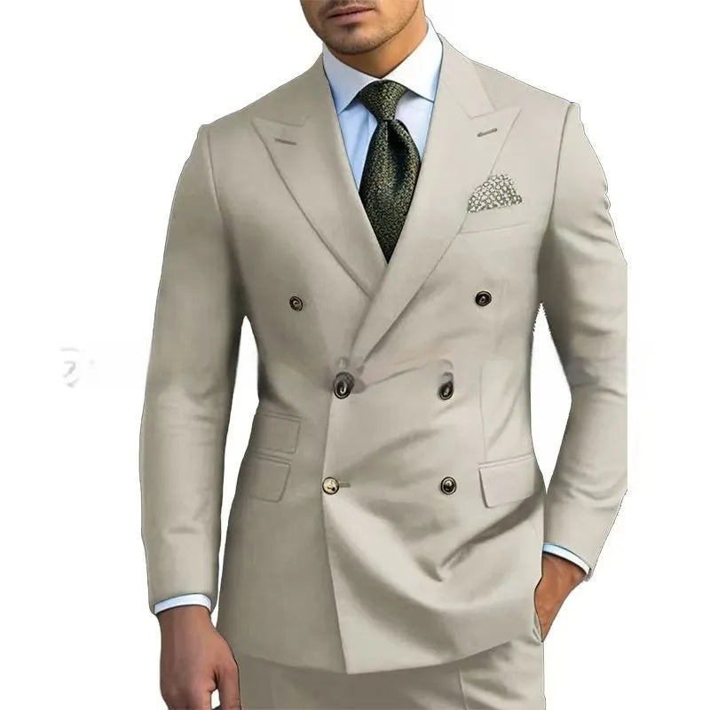 Men's cotton blend suit set in regular fit available in multiple colours and sizes for business and leisure wear