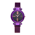 Ladies wristwatch with magnet fastening strap on wrist, showing 32mm round dial and alloy case.