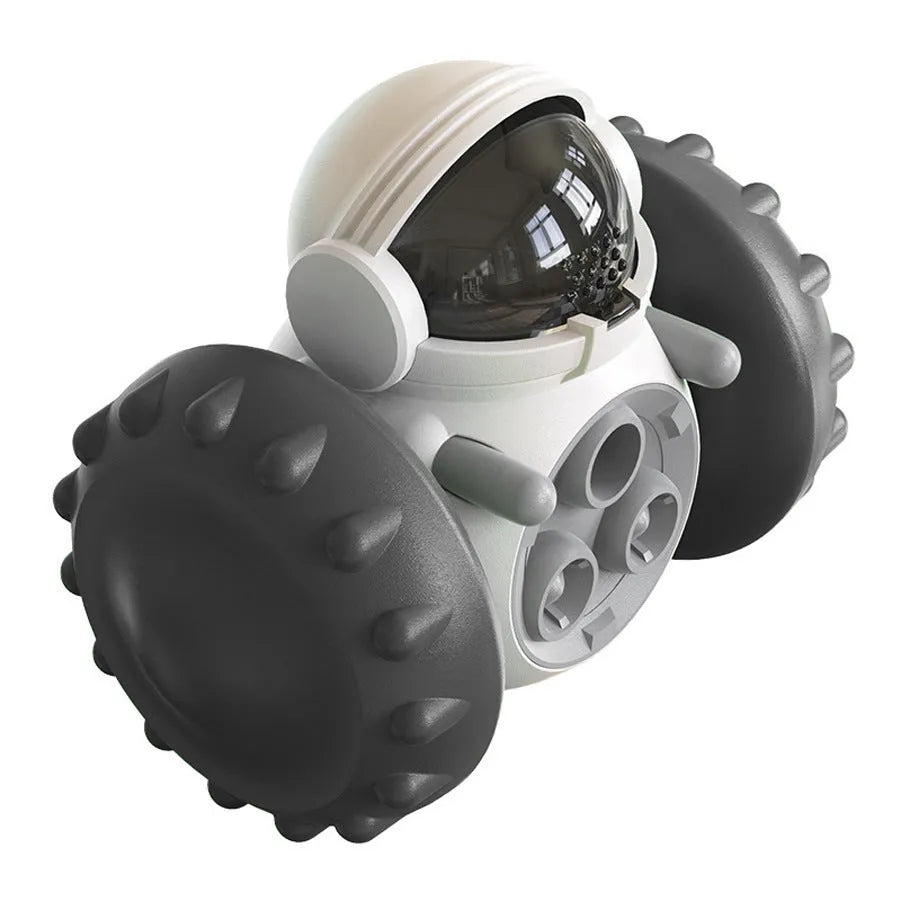 Robot design tumbler treat dispenser toy for small dogs and cats on floor