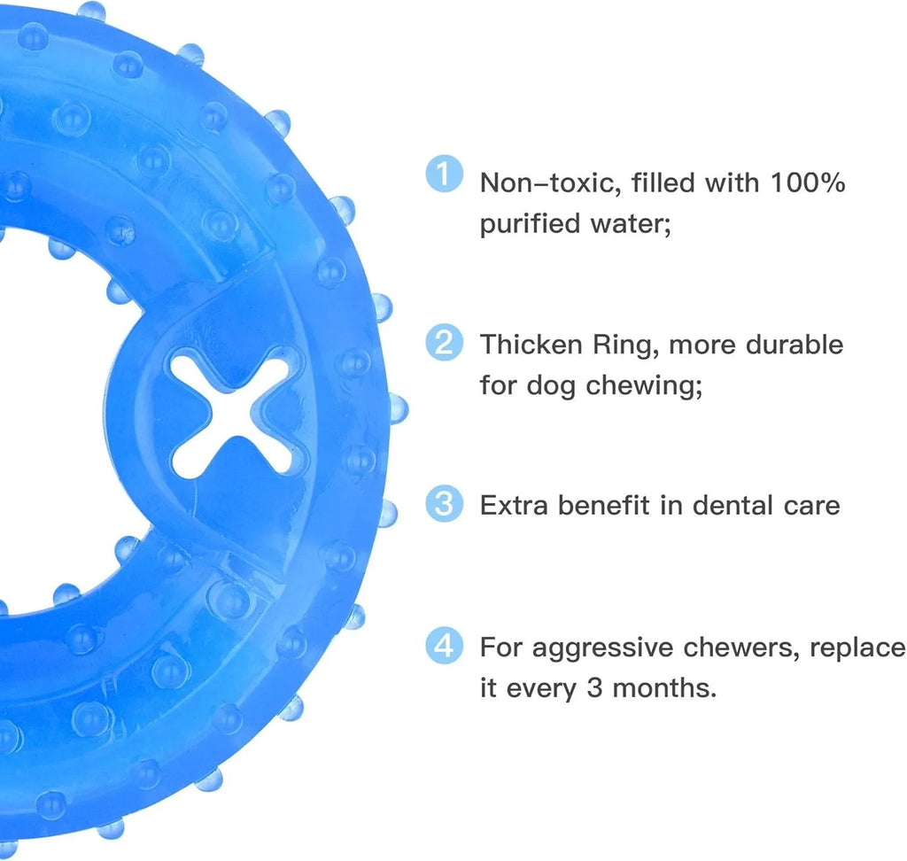 Freezable dog teething chew toy with non-toxic materials and purified water cooling