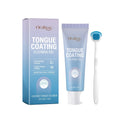 Tongue coating cleaning gel tube and brush kit for oral hygiene.