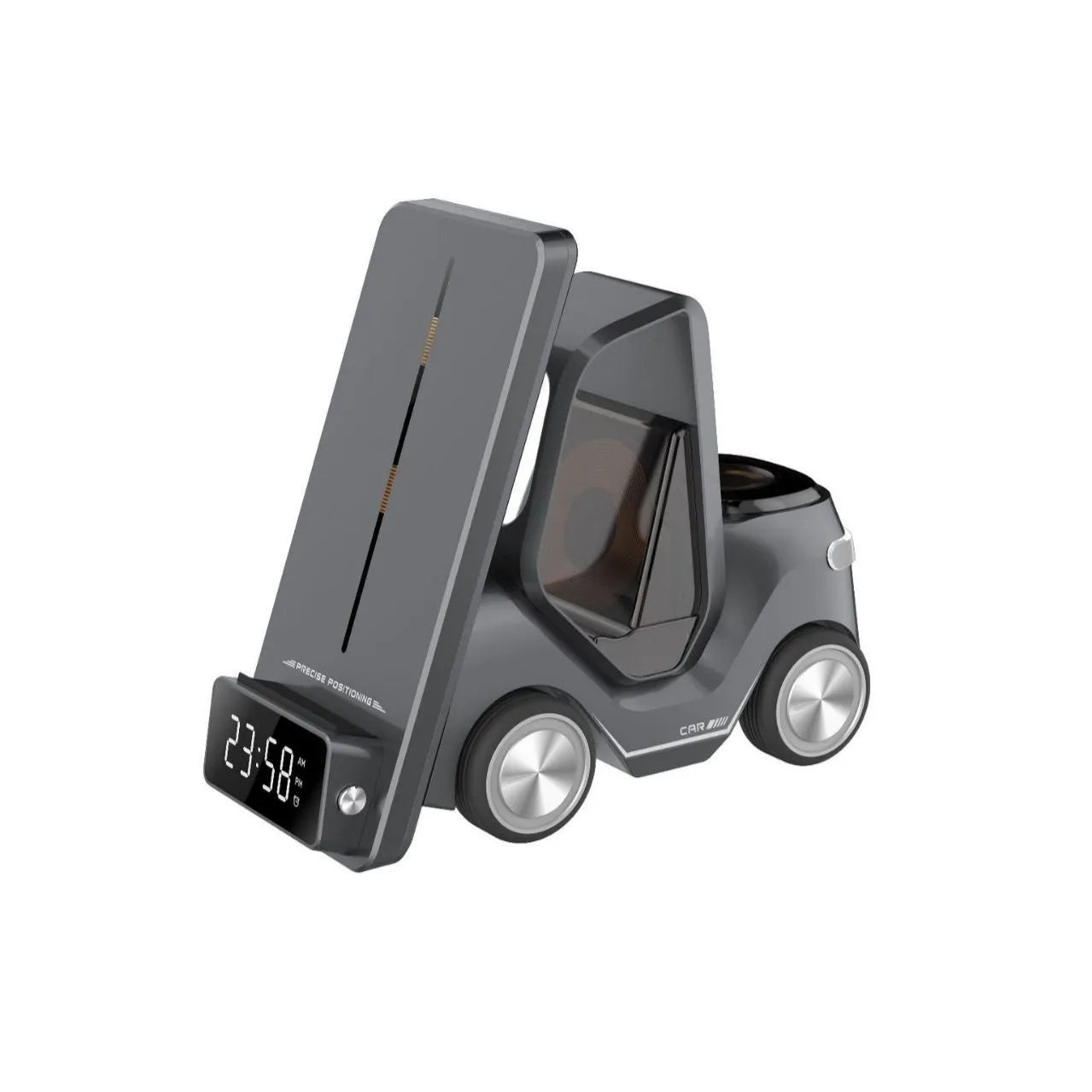 15W three-in-one wireless charging bracket in grey, white, yellow, or orange colours with 150mm dimensions