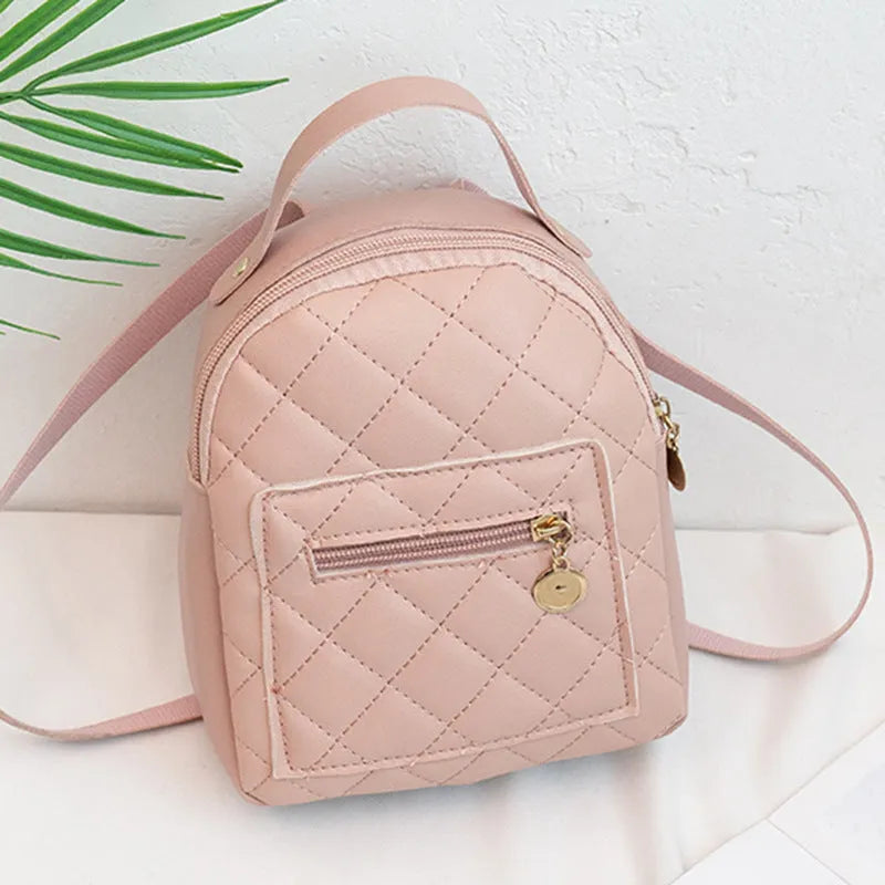 Girls' Korean style embroidered backpack in PU leather with hard-sided construction