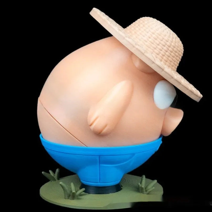 Creative farm animal coin bank in pink plastic, 17 cm wide, sculpture style for desk