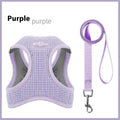 Brown waffle weave cloth pet harness on small dog showing chest strap and hand-held rope