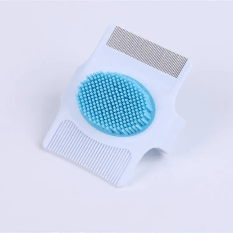 Multifunctional pet comb with floating hair removal, massage and flea removal functions in blue colour