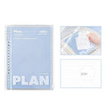 A5 blue and white PVC spiral notebook organiser with can store for loose papers