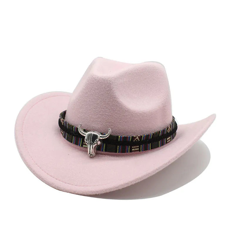 Western cowboy hat with bell crown style in polyester fabric, M size 56-58cm