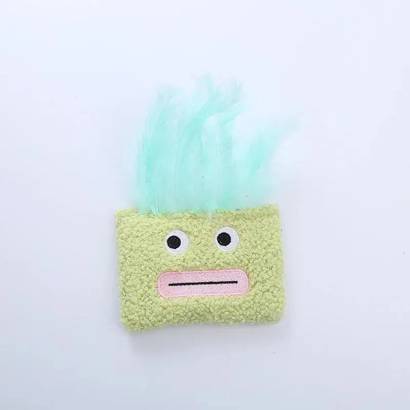 Colourful big mouth explosion head shaped plush cat toy with catnip.