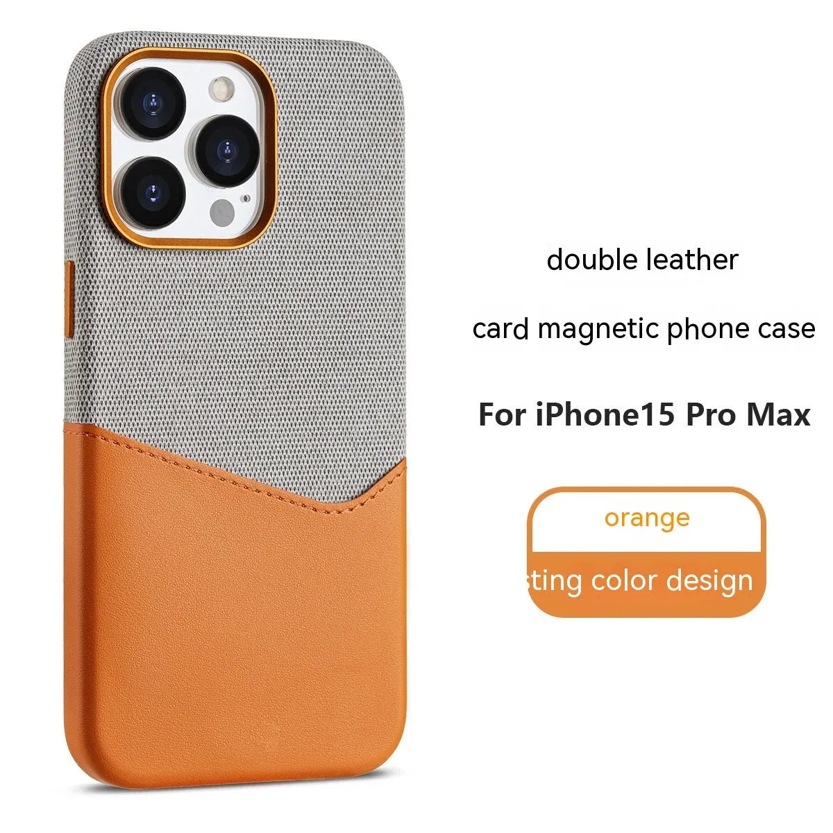 Leather magnetic card phone case for iPhone in black with colour-matching design and card slot visible