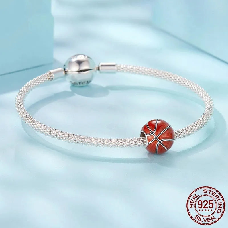 S925 sterling silver basketball bead with drip oil finish, 1.0x0.9 cm size, aperture 0.45 cm