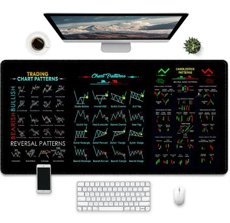 Game-themed printed rubber mouse pad with non-slip base on a desk.