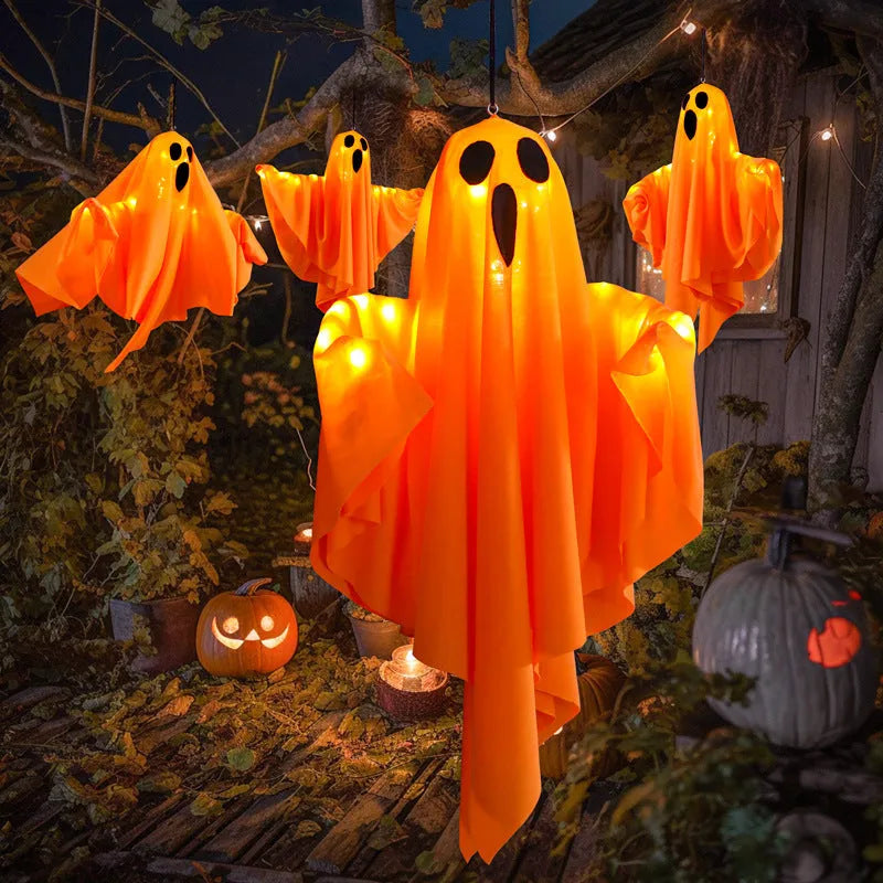White ghost horror ambience light with cloth construction and battery operation