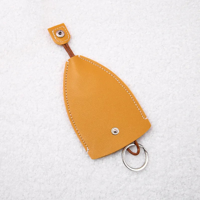 Cartoon design pull-out car key case in PU leather with removable decorative cover