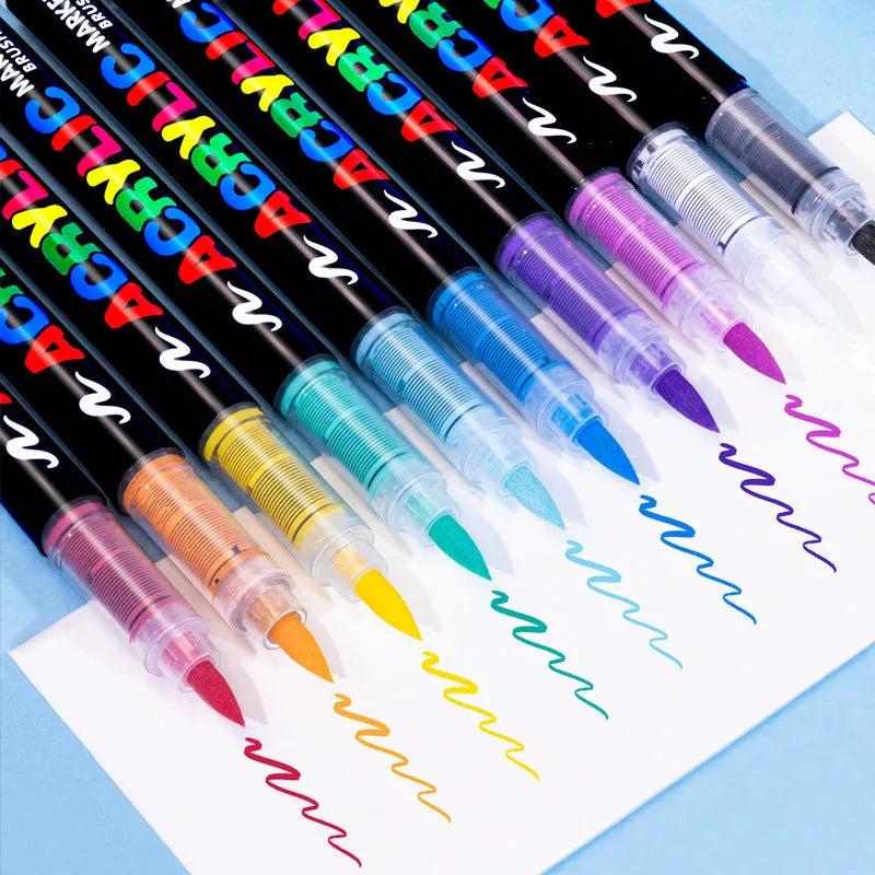 Set of acrylic marker pens in multiple colours for art painting and graffiti projects