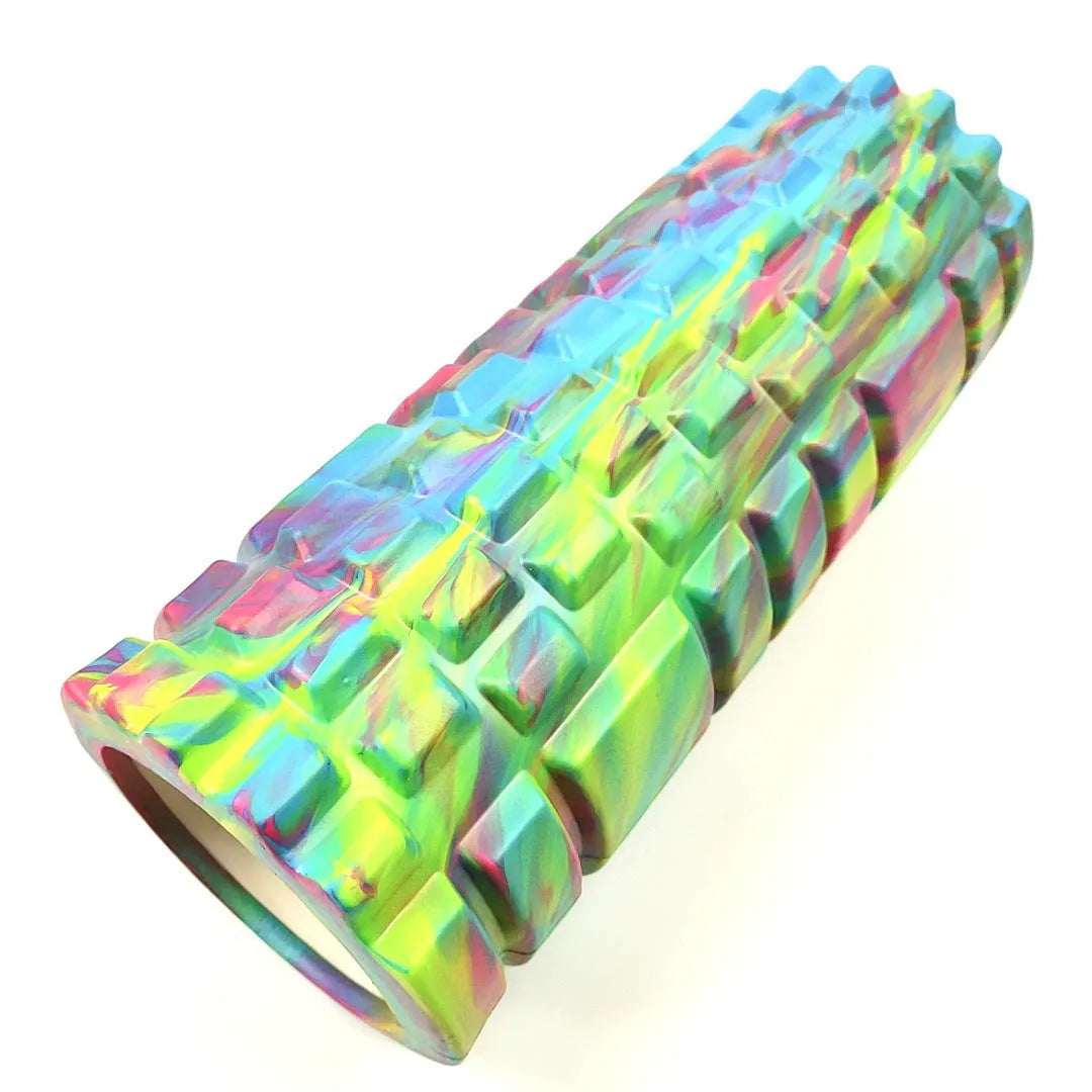 33cm camouflage pattern EVA foam roller showing classic colour combinations including blue green yellow and rose red black designs
