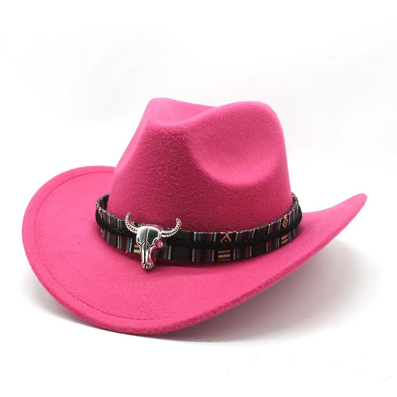 Western cowboy hat with bell crown style in polyester fabric, M size 56-58cm