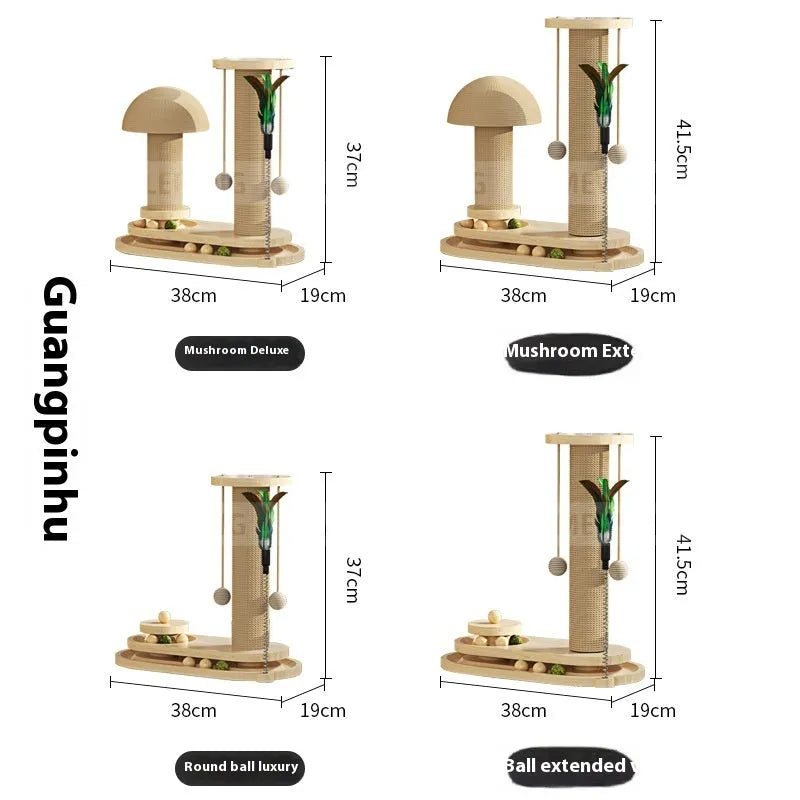 Solid wood cat turntable scratching post with oval rotating design and multiple style options