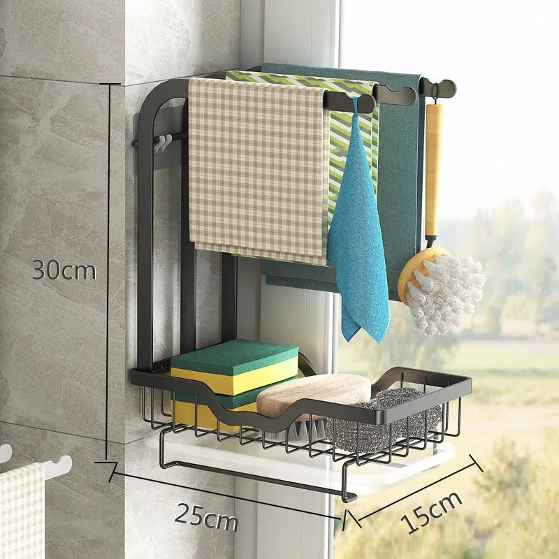 Foldable plastic kitchen rack in new Chinese style for wall or desktop cloth drying storage.