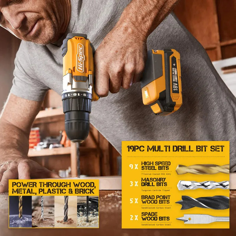 Grey yellow 82-piece chrome-vanadium steel tool combo set in a case for furniture installation.