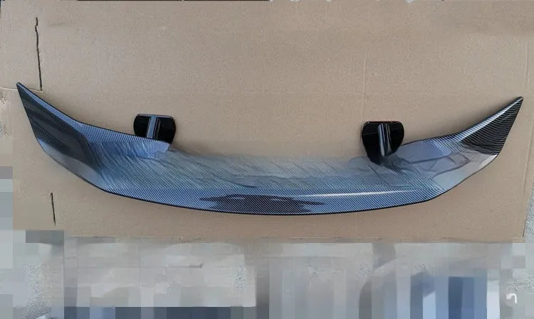 Universal punch-free ABS plastic car spoiler tail wing in bright black finish.