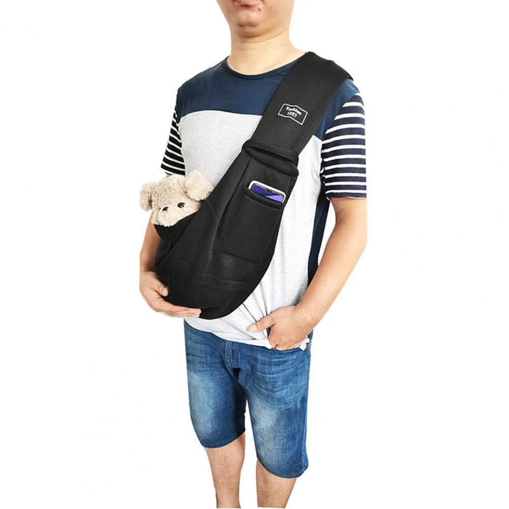 Large breathable mesh cat carrier backpack shown in a folded position and worn on a person's back.