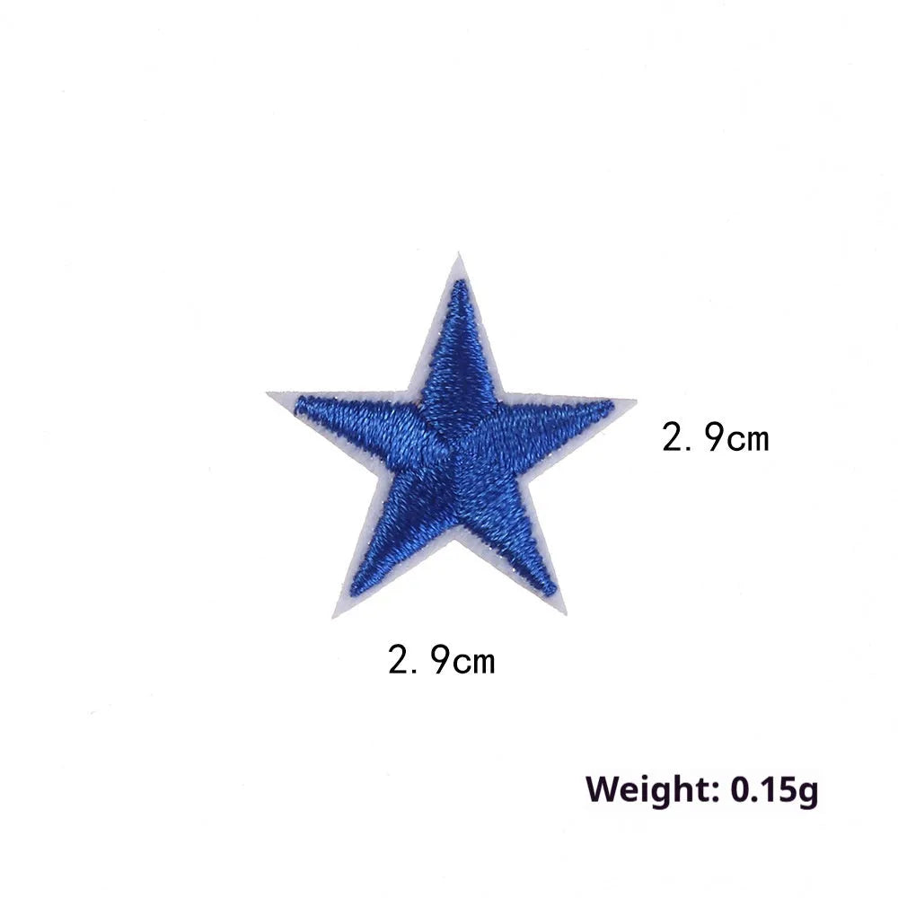 Five-pointed star embroidery label cloth stickers in assorted colours for clothing decoration