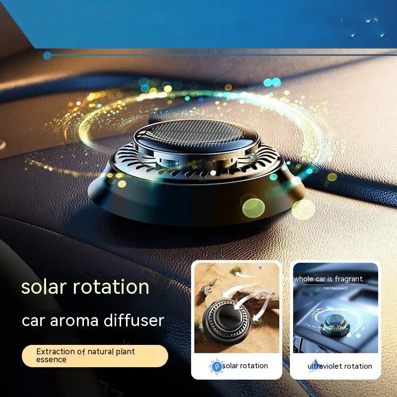Black electromagnetic solar car aromatherapy de-icing device measuring 84mm on dashboard