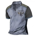 Men's loose fit 3D printed golf polo shirt in bird eye cloth fabric, solid colour with digital print.