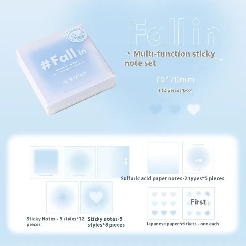 Square 70mm gradient parchment multifunctional notepad with blush cover showing interior papers