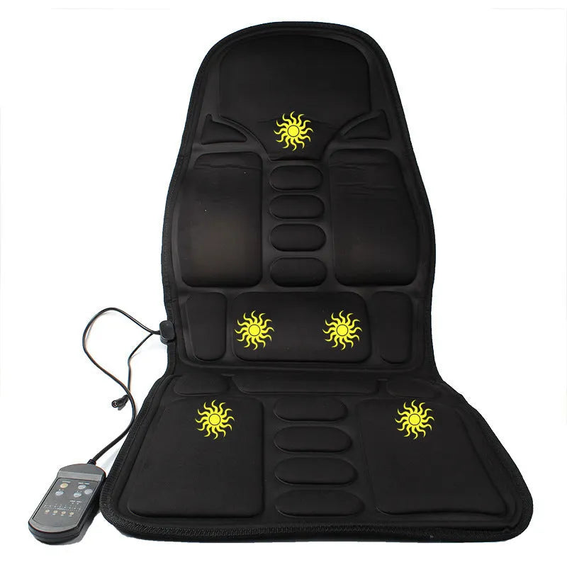 Black electric heating massage mat with infrared physiotherapy function and variable speed control