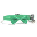 Adjustable nylon cat bow collar with bell in striped pattern, multiple colour options