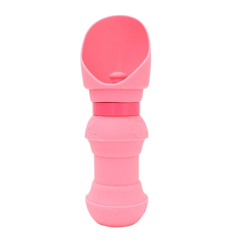Collapsed and opened views of a silicone pet folding water cup in various colours